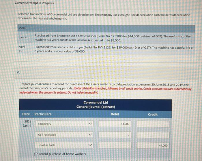  Current Attempt in Progress Selected transactions of Coromandel Ltd are given