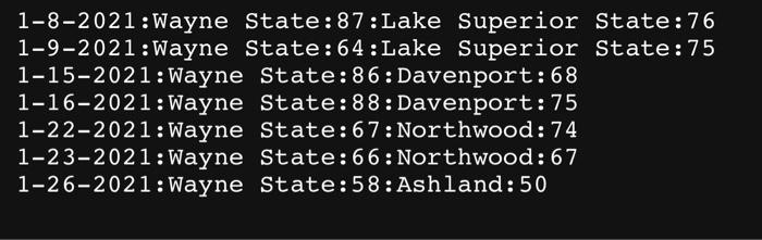 text file (hw4.txt) and makes the following output: ( 30 points) a.