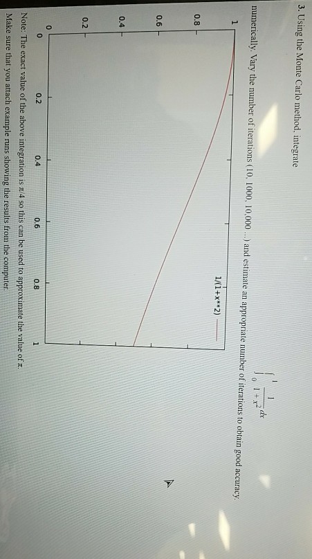  3. Using the Monte Carlo method, integrate 1 numerically. Vary the