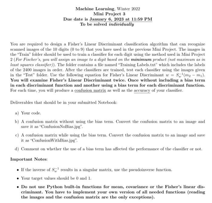 In this assignment you have to use python and do all the