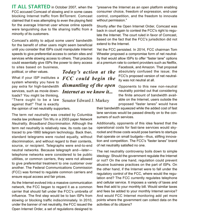  Base on this reading, Do you support the idea that Internet