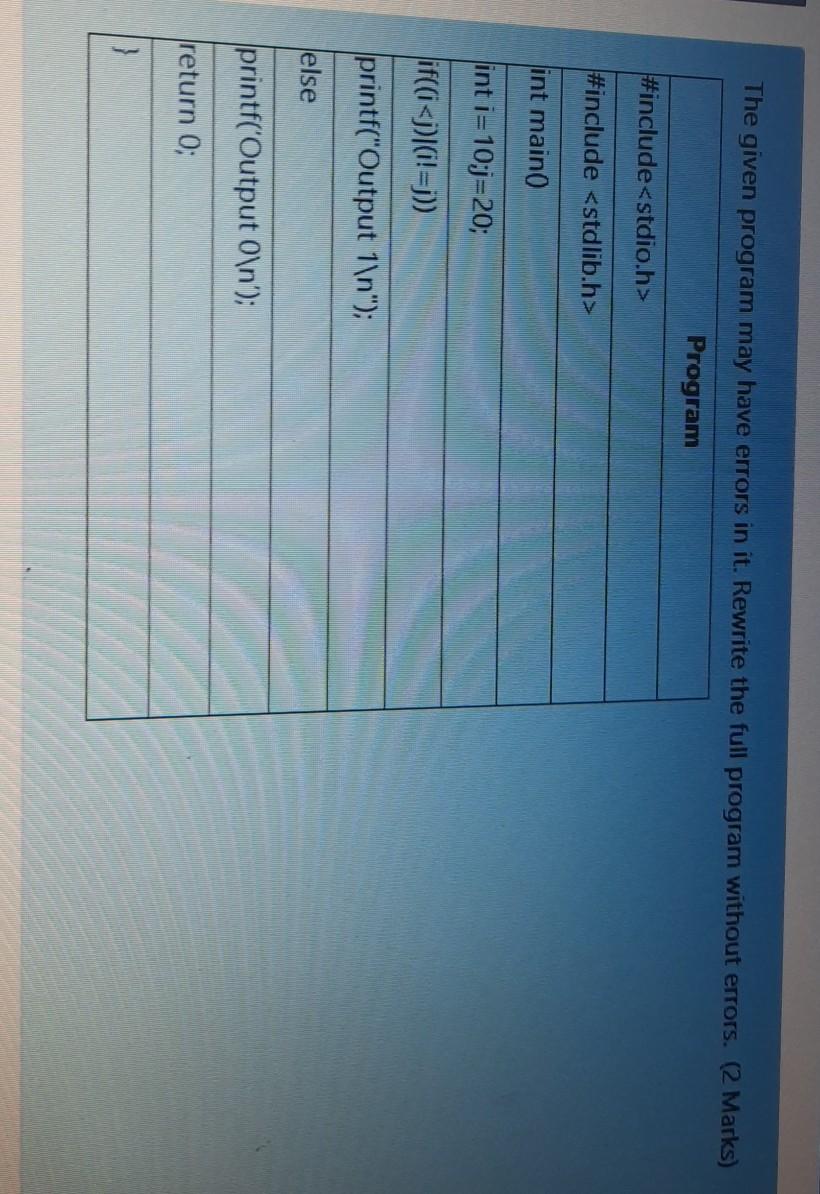 please i needed the answer The given program may have errors