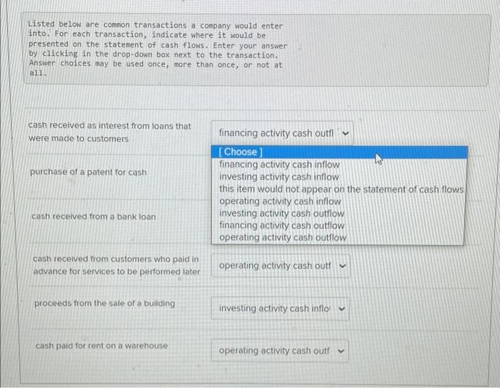 the options for each are the same, thanks Listed below are common