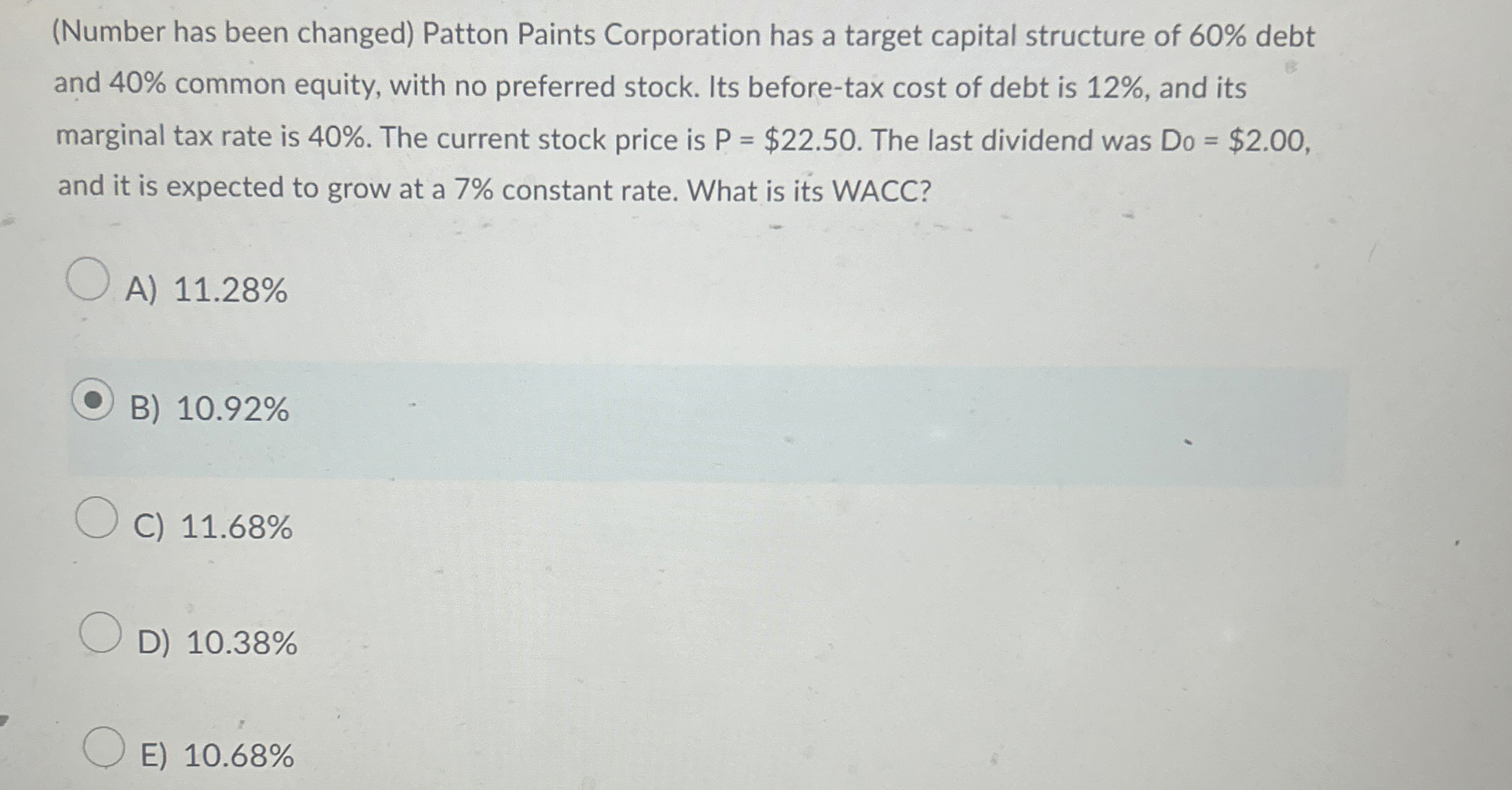  rrojec nate or neturn \table[[A,$1 million,12.0% (Number has been changed) Patton