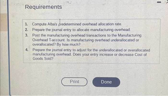 overallocated? By how much? 4. Prepare the journal entry to adjust for