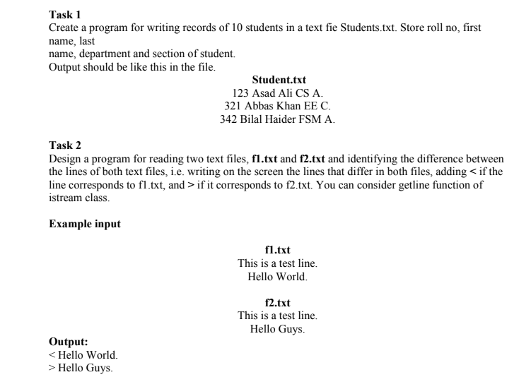 Need a C++ code for both the problems below. Kindly use the