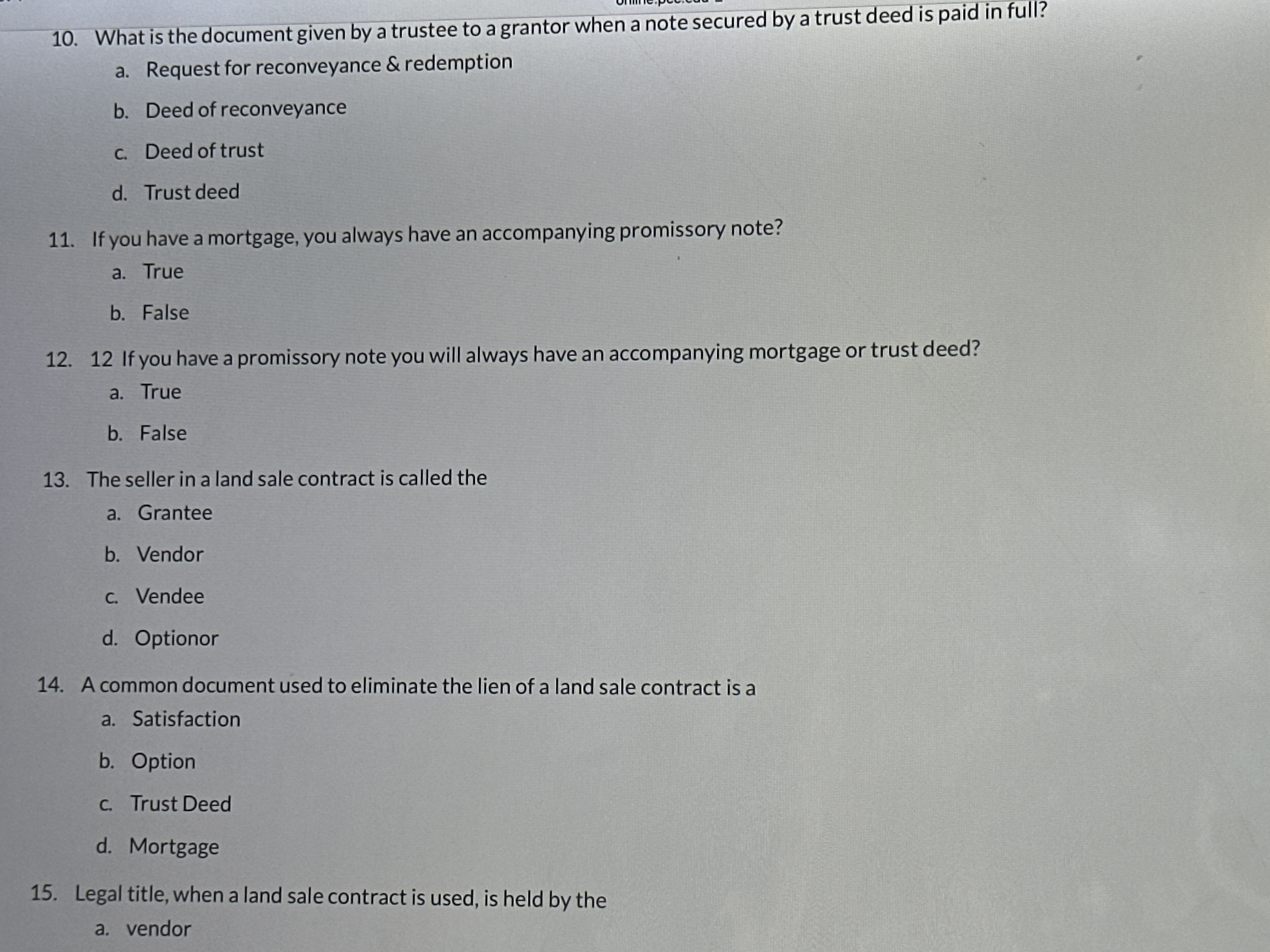  10. What is the document given by a trustee to a