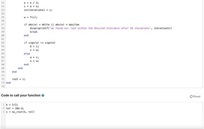 computes this root of g1 using the provided bisection method code. Your