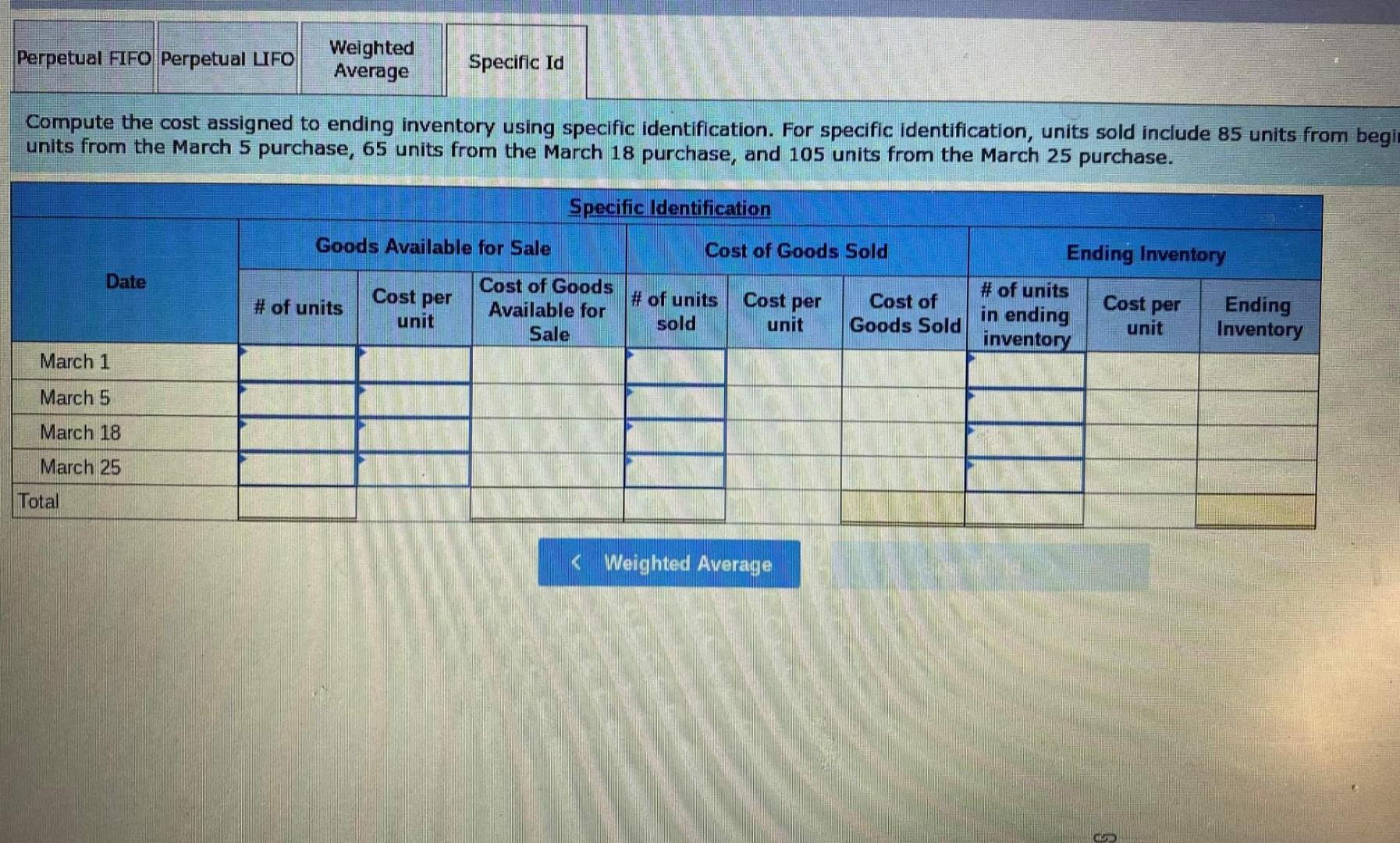 units @ $51.80 per unit 245 units @ $56.80 per unit Date
