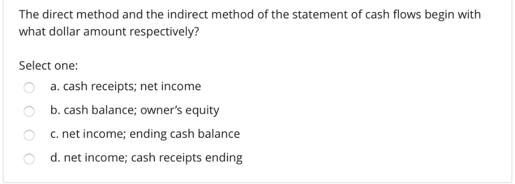  The direct method and the indirect method of the statement of