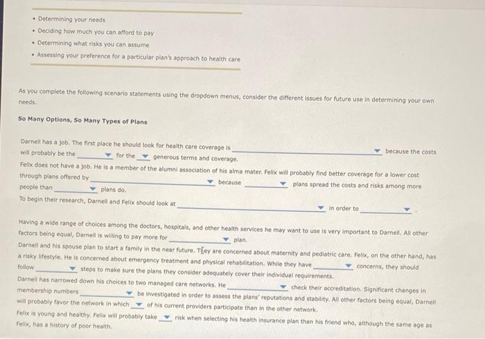 - Determining your needs - Deciding how much you can afford