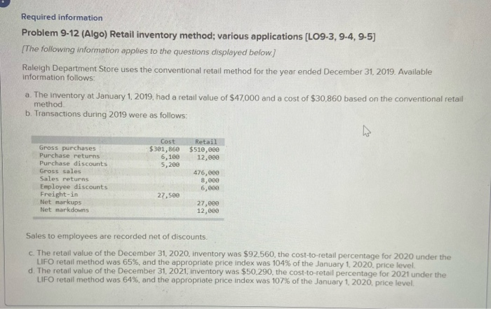  please answer in the exact same format Required information Problem 9-12