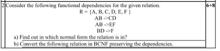 database management systemurgent solution needed Consider the following functional dependencies for the