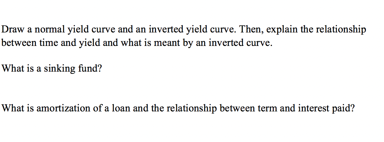  Draw a normal yield curve and an inverted yield curve. Then,