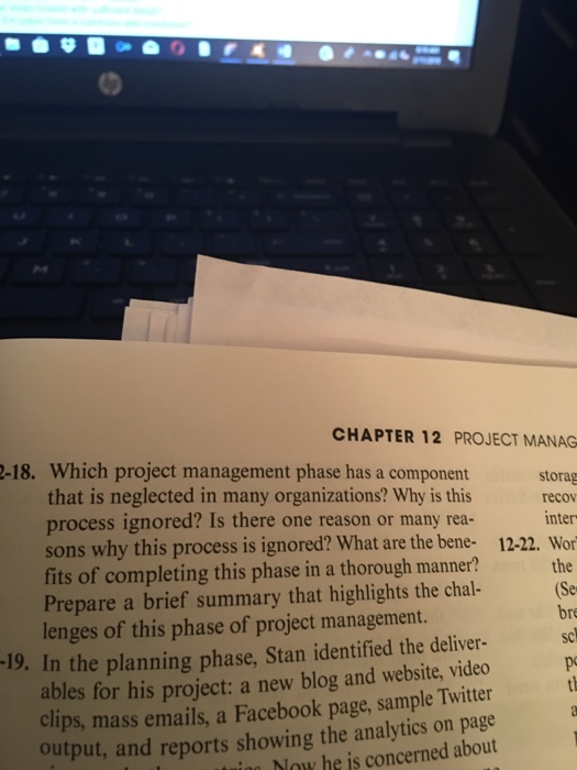  12-18 CHAPTER 12 PROJECT MANAG 2-18. Which project management phase has