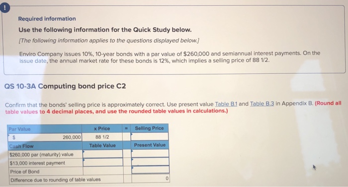  0 Required information Use the following information for the Quick Study