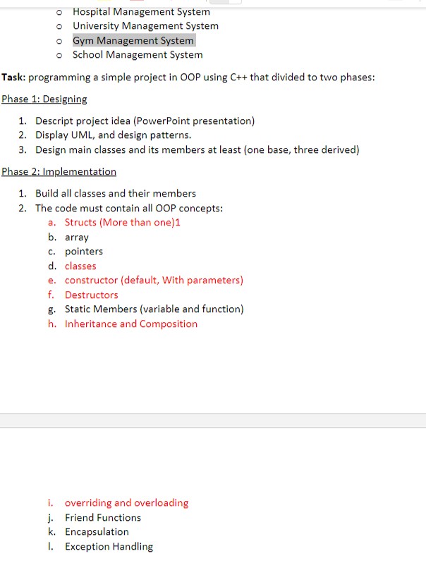  Gym Management System School Management SystemTask: programming a simple project in