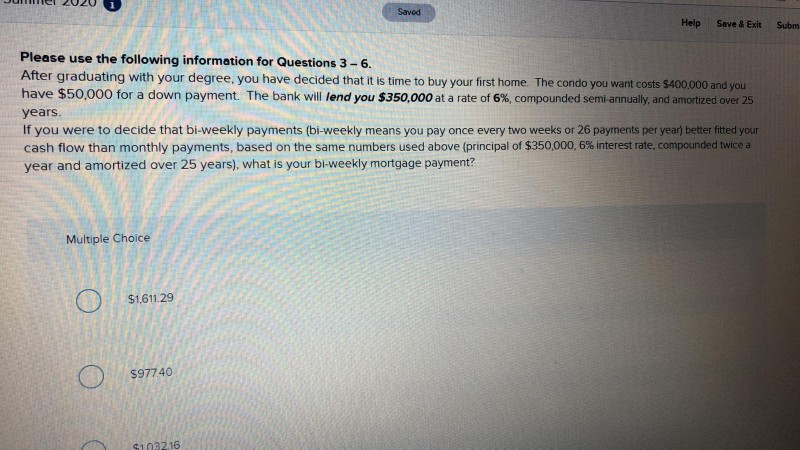  Saved Help Save & Exit Subm Please use the following information