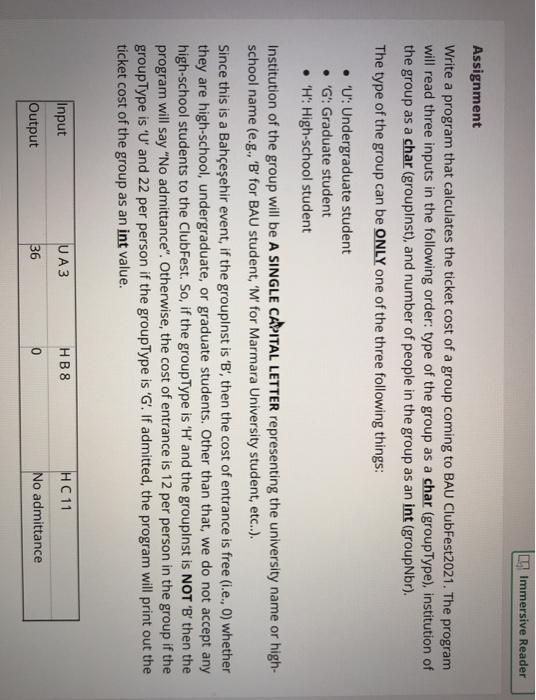  write c++ Immersive Reader Assignment Write a program that calculates the