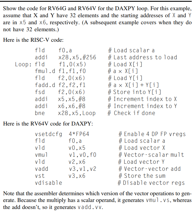  Review the RISC-V DAXPY loop on p.288. Assume data names of