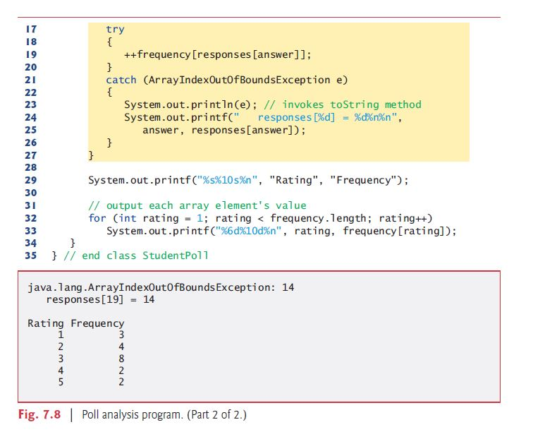 (Student Poll) Figure 7.8 contains an array of survey responses thats hard