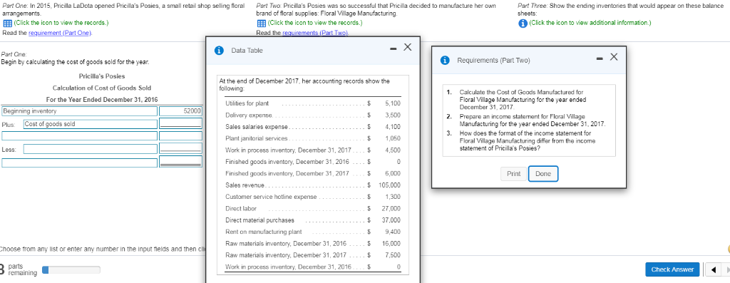 Please do part two of the problem Part One: In 2015, Pricilla