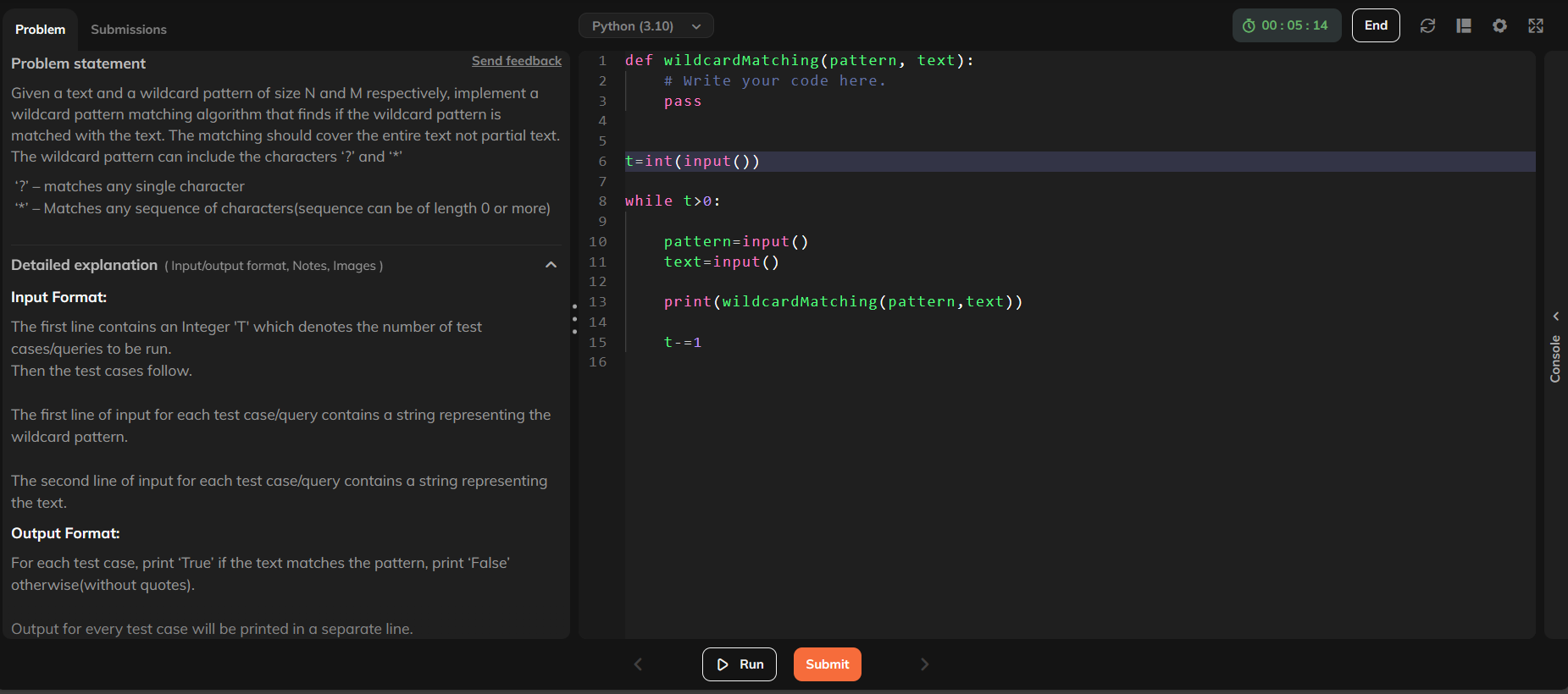  Problem statement Given a text and a wildcard pattern of size