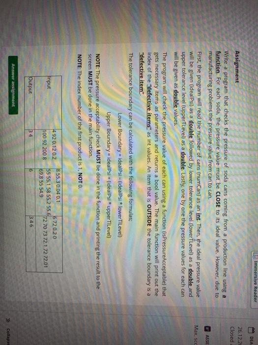  LP Immersive Reader DEA 26.12.2 Closed ASSE Max. 5CC Assignment Write