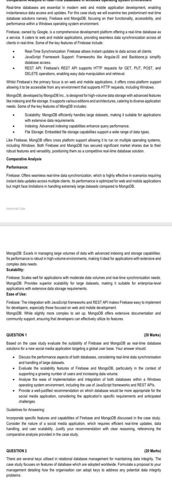  Real-time databases are essential in modem web and mobile application development,