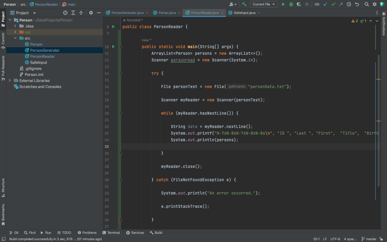 Files: Person.java PersonReader.java // Reads Person records from a file into an