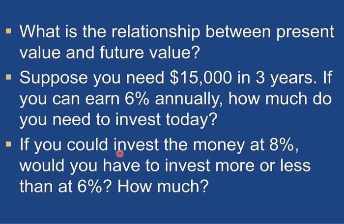  What is the relationship between present value and future value? Suppose