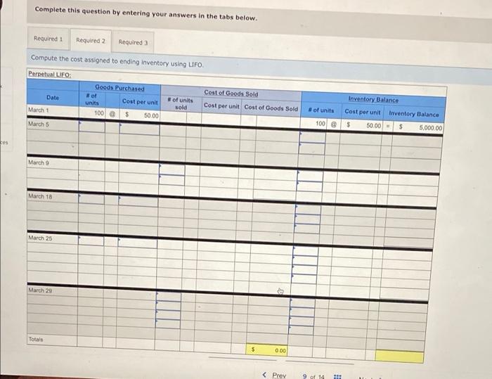 # of units unit 100 $ 50 00 Cost per # of