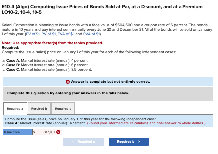 Just need Required A and C E10-4 (Algo) Computing Issue Prices of