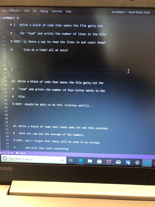  Help please Edit Selection View Go Debug Terminal Help Untitled-1-Visual Studio