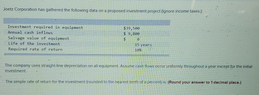 please answer question completely using multiple choice. Joetz Corporation has gathered