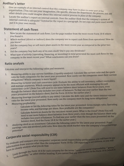 operate. Also summarize each company you selected (in your own words) from