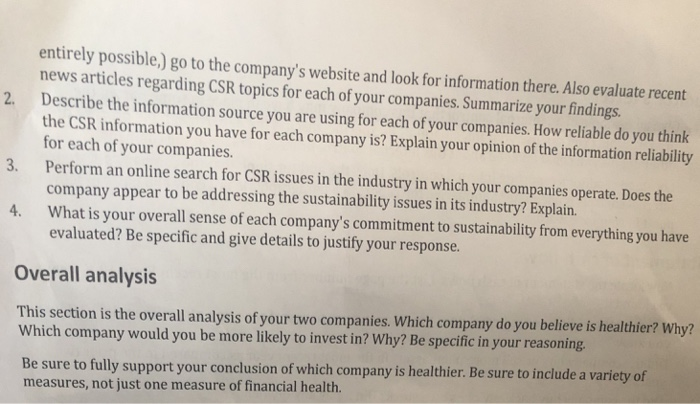 reading the Form 10-K. Each company description should be 200-300 words in