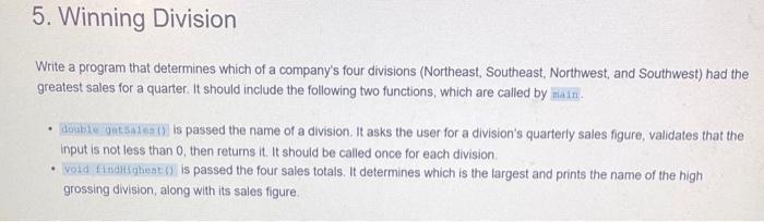 c++ please Write a program that determines which of a company's four