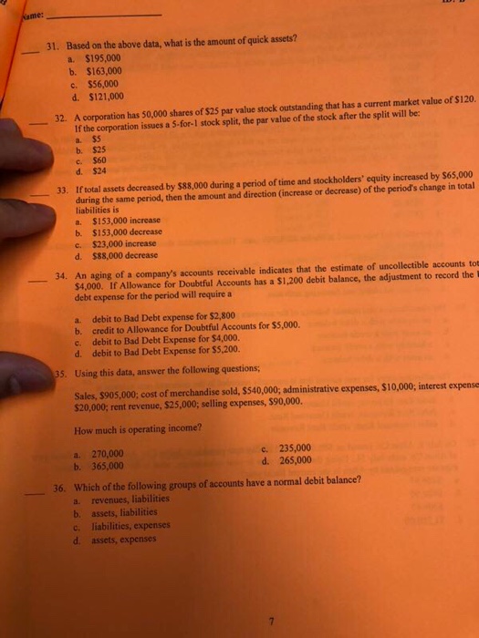  31. Based on the above data, what is the amount of