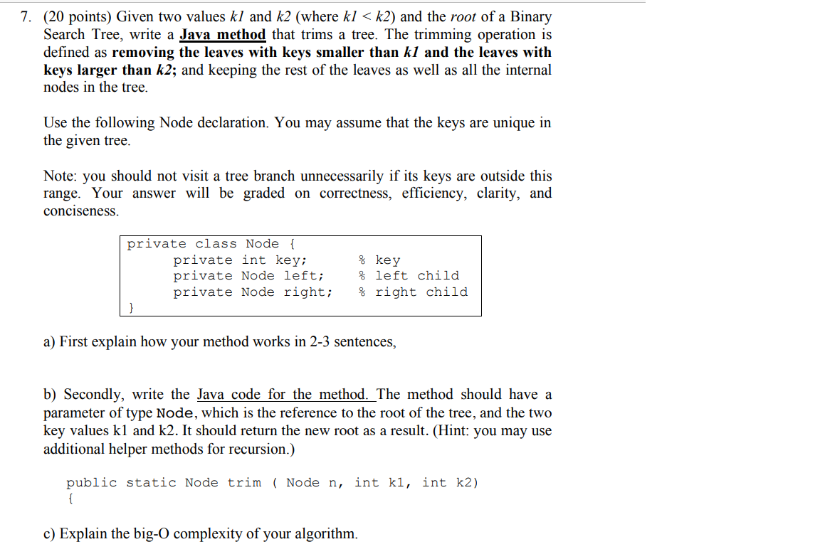  (20 points) Given two values kl and k2 (where kl