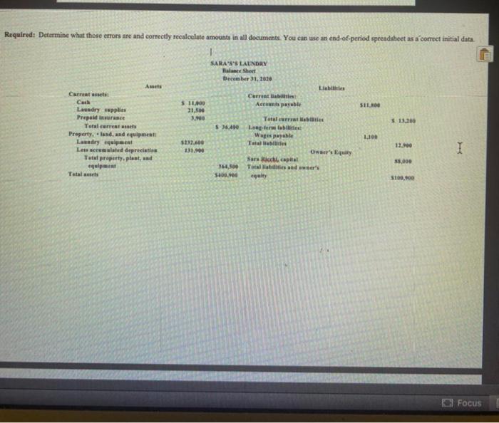 Exercise 2 SARAY's Landry is a small business owned by Sara Ricchi.