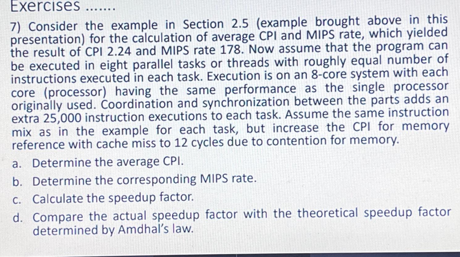  Exercises ....... Consider the example in Section 2.5(example brought above in