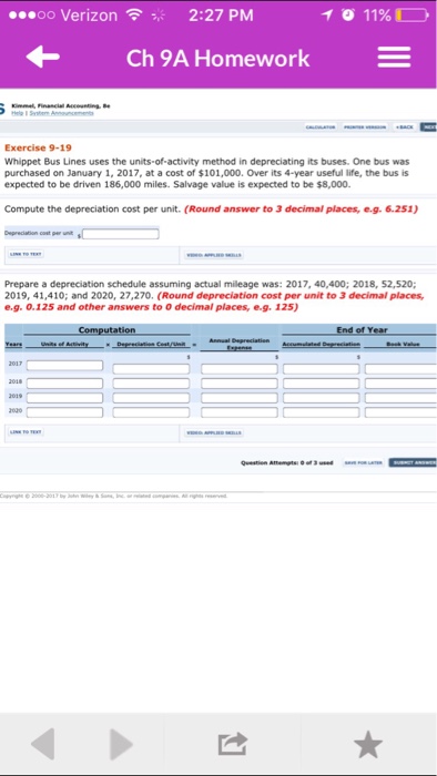  Whippet Bus Lines uses the units-of-activity method in depreciating its buses.