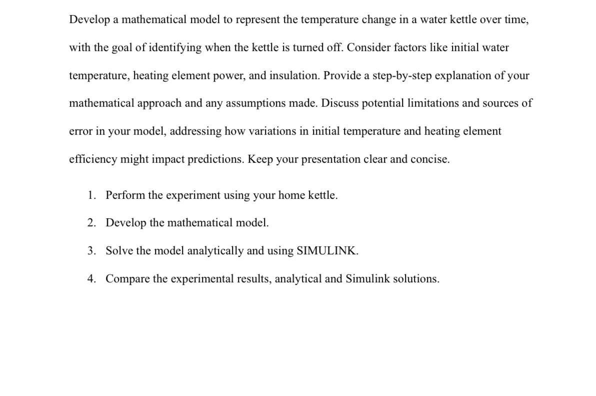  Develop a mathematical model to represent the temperature change in a