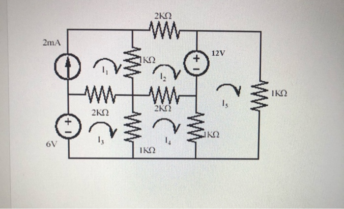 i help writing this code for mesh analysis 2 2mA 12V -