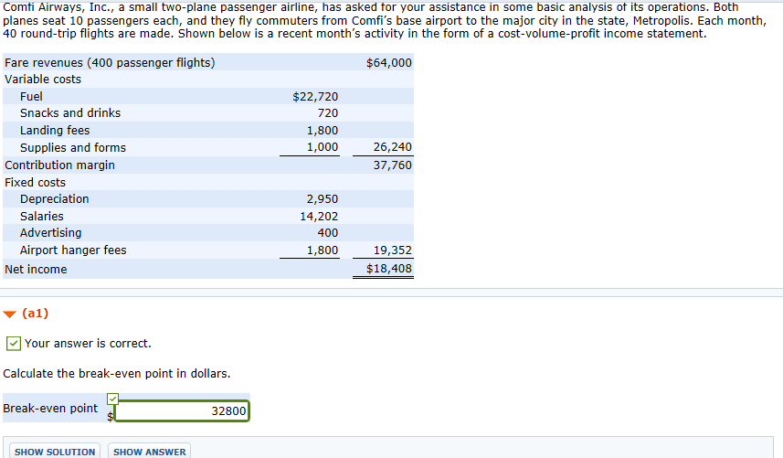 need help with a2 Comfi Airways, Inc., a small two-plane passenger airline,