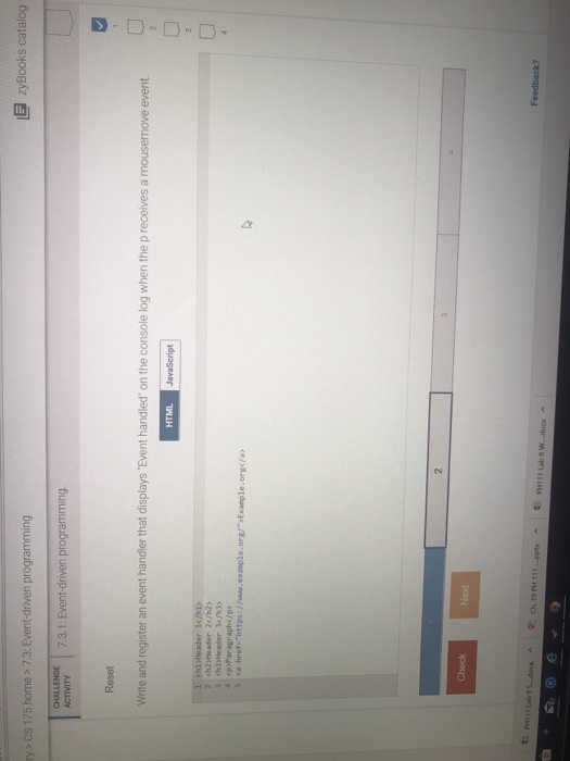  Reset Write and register an event handler that displays Event handled