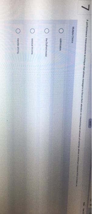  Sed 7 Soe A8 A performance measurement technique that allows managers