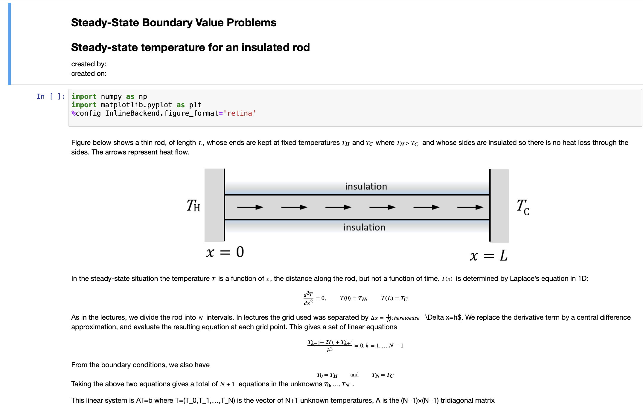  This linear system is AT=b where T=(T-0,T-1,dots,T-N) is the vector of