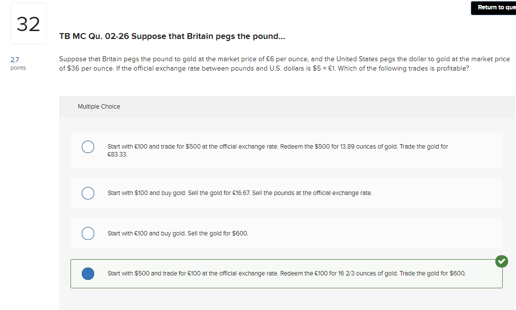 Please explain how to solve. The correct answer is selected below. Return